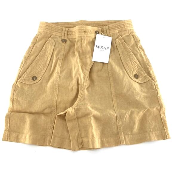 Wrap London Women's Golden Sand High-waisted Flap-pocket Shorts Size 4 - Picture 2 of 16